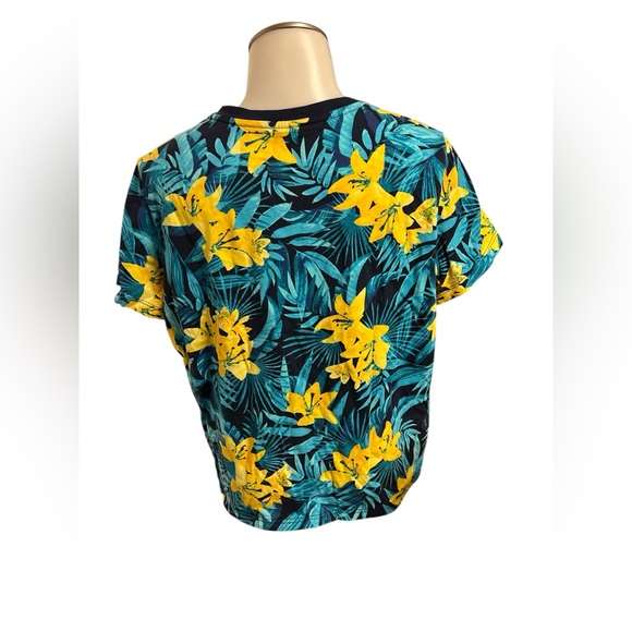 Land’s End M P Med Petite Tropical Floral Shirt Top Sleeve Cotton Relaxed Fit LN - Picture 2 of 6